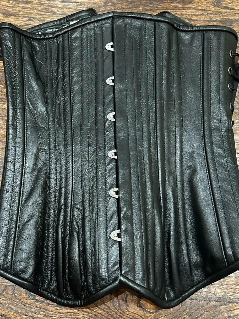 Timeless-Trends Black‎ Genuine Leather Underbust Lace Up Corset Size Smal
